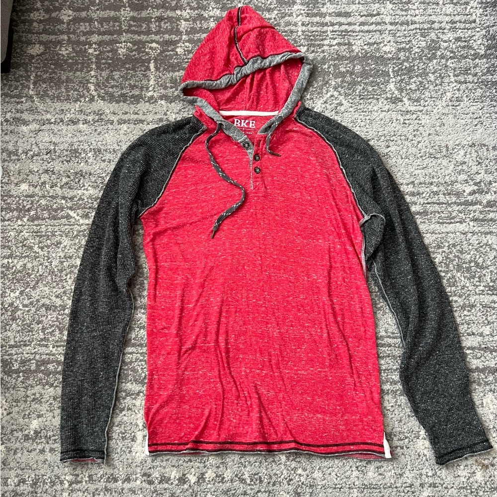 BKE Mens Thermal Henley Hoodie - S